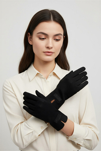 Vivisence Damen Winterhandschuhe Wolle Warm Atmungsaktiv Strick, schwarz
