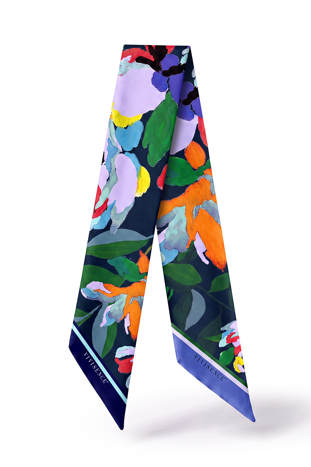 Vivisence S180-013 Scarves and shawls Wraps, navy/purple/flowers