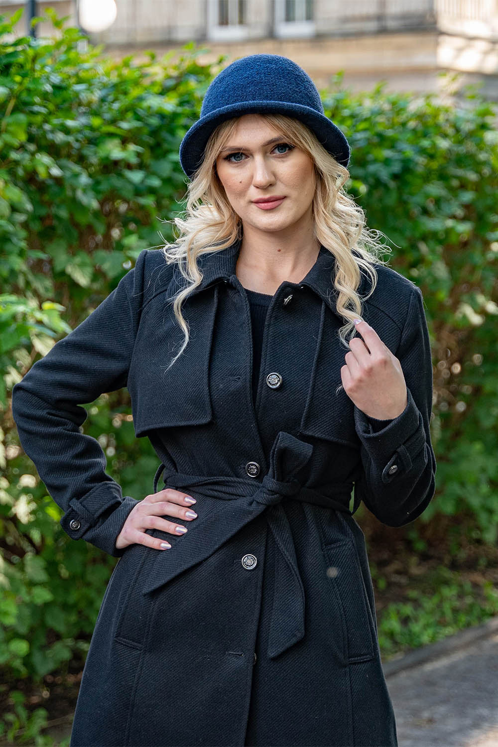 Vivisence Chapeau Femme Hiver Classique En Fil Chaud Idéal Pour Offrir 7044, bleu foncé