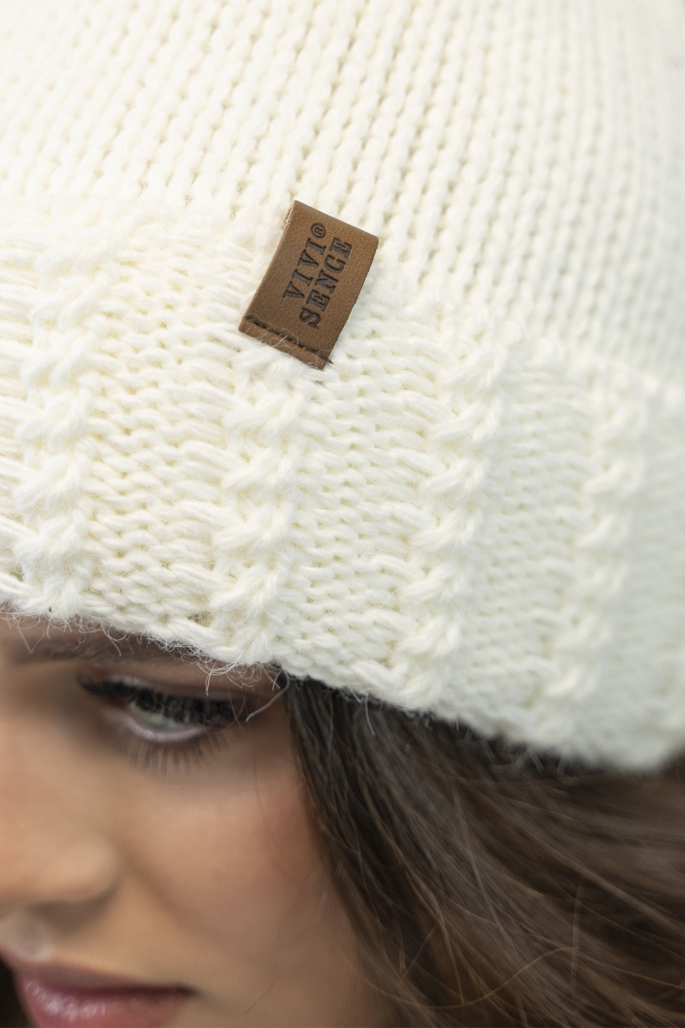 Vivisence Bonnet À Pompon Femme Doublé Polaire Ajustement Parfait Et Chaleur 70103, écru