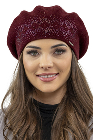 Vivisence Women's Winter Beret Autumn Wool Warm Elegant Style 7050, maroon