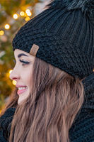 Vivisence Women's Winter Hat With Pom Pom Warm Ideal For Cold Days 7016, black