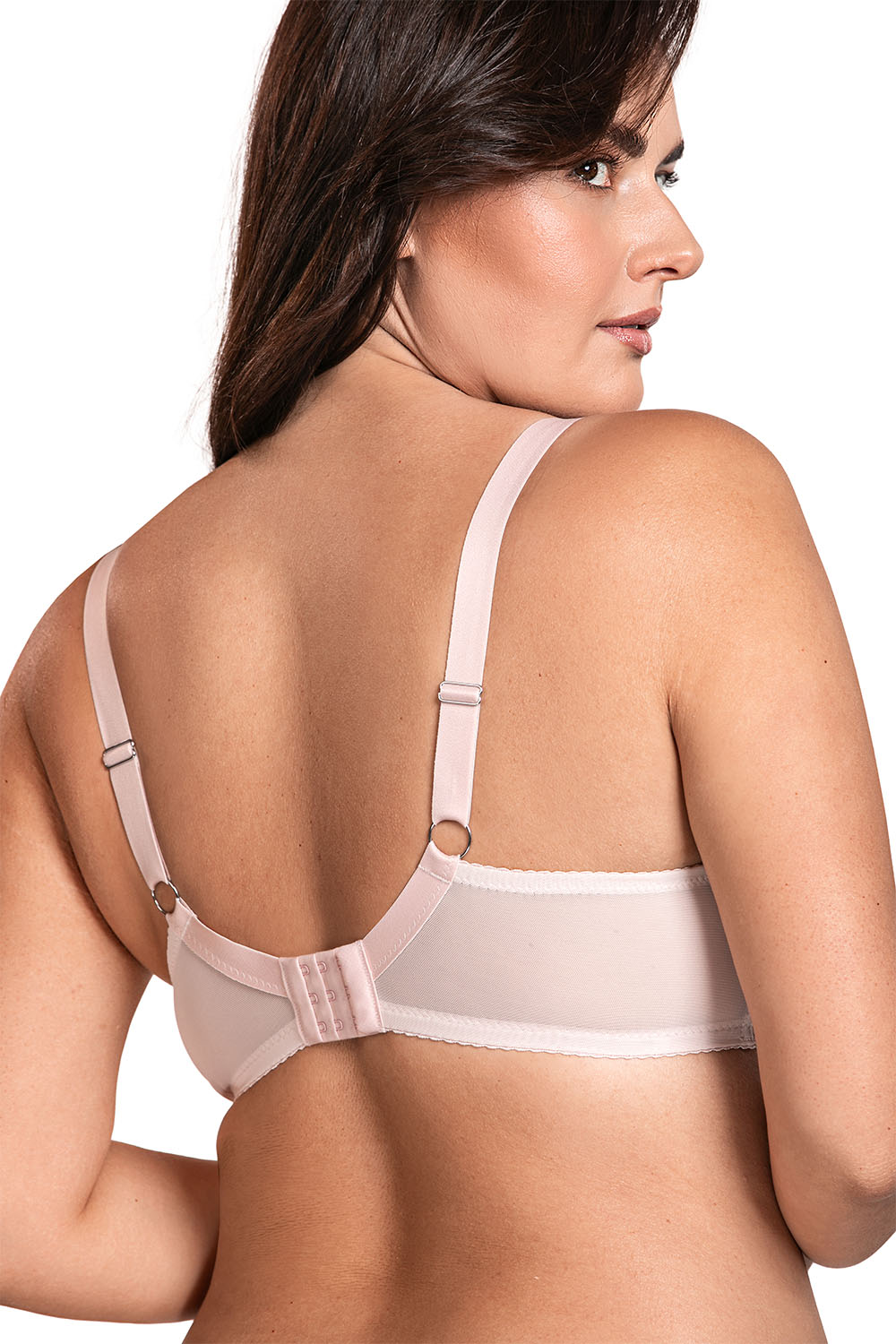 Vivisence Womens Lace Underwire Bra With Soft Cups Adjustable Straps Mesh Details Ideal For Everyday Wear, pink