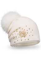 Vivisence Bonnet À Pompon Femme En Laine Vierge Fait Main Pour L’Hiver 7079, écru