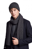 Vivisence ensemble bonnet homme laine, maille côtelée hiver accessoire mode, graphite