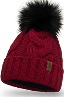 Vivisence Bonnet À Pompon Femme Chaud Et Doux Idéal Pour L’Hiver 7014, bordeaux