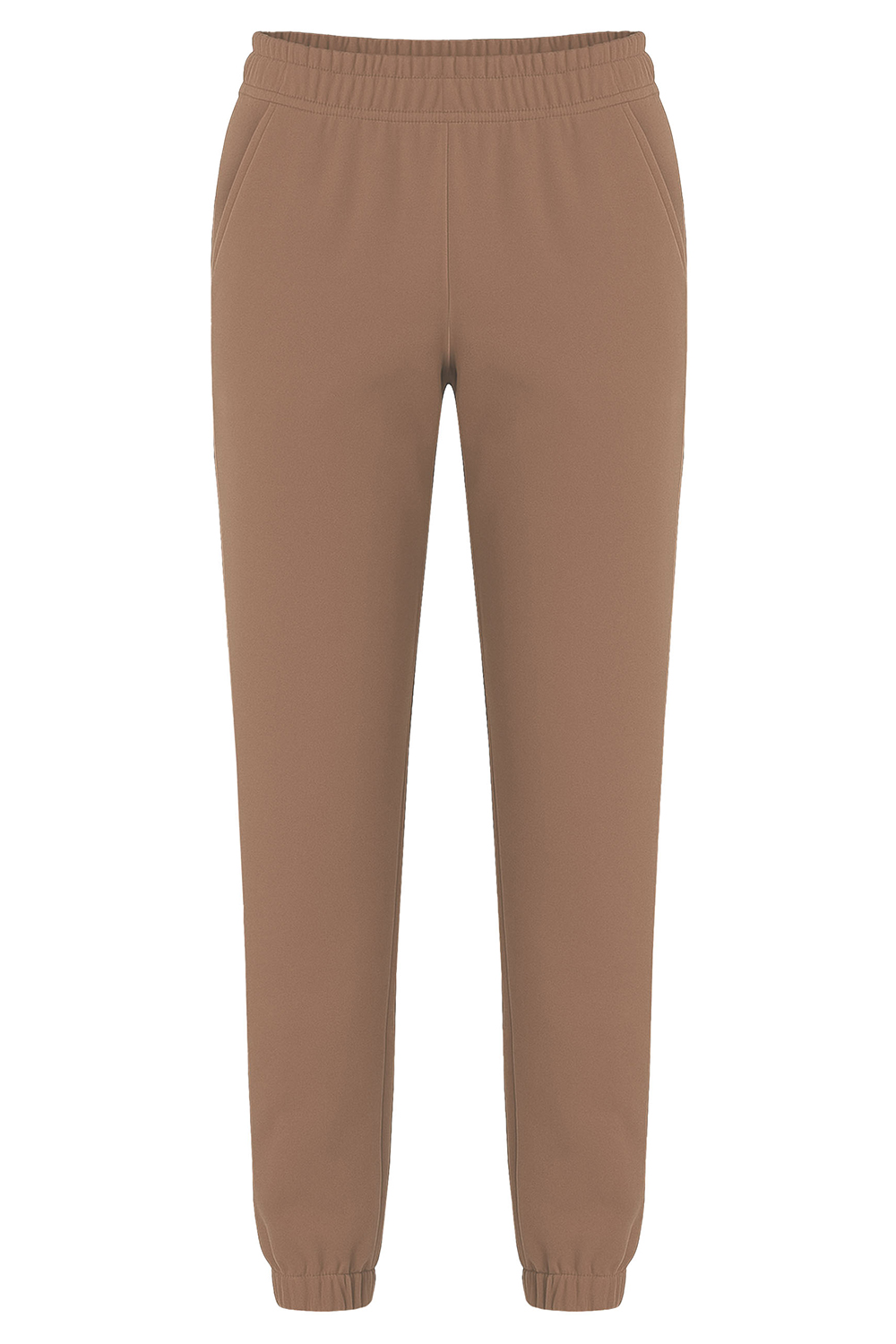 Vivisence Women's Sweatpants Relaxed Fit Lounge Soft Cotton Blend Joggers With Ribbed Cuffs Elastic Waist And Pockets For Everyday Casual Or Homewear Look 9104, Beige