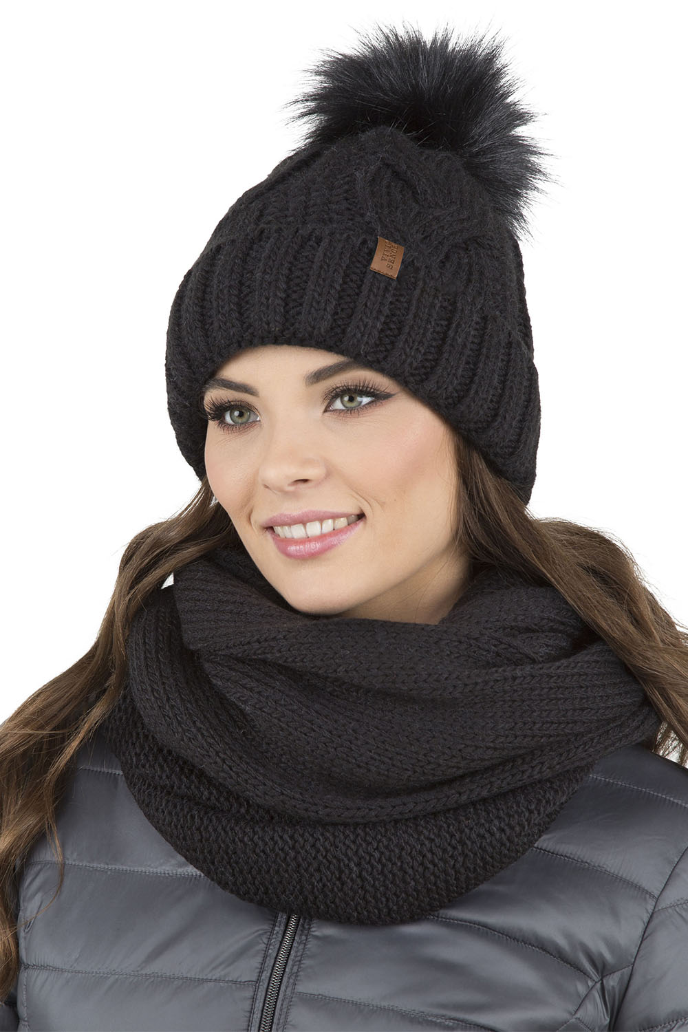 Vivisence Knitted Loop Scarf Double Folded Warm Ideal For Winter 7103, black