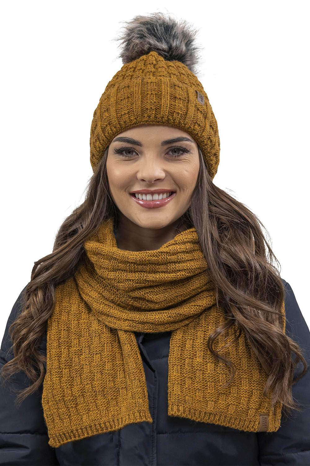 Vivisence Women's Winter Scarf Soft And Warm For Cold Days 7015S, dark yellow