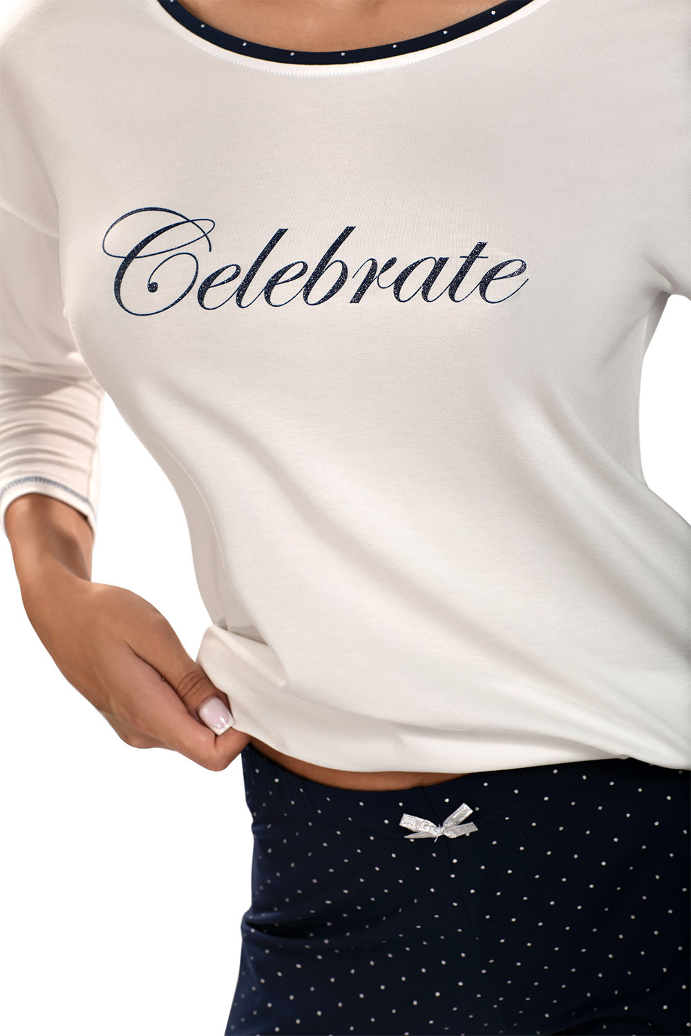 Vivisence Pyjama for women 2029, ecru/navy