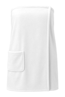 Vivisence Women's Shower Towel Wrap Comfortable Cotton Towel With Velcro Closure Elastic Band And Handy Pocket Perfect For Home Spa Or Sauna Use, white