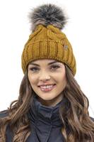 VIVISENCE Wintermütze mit Bommel Damen Warmes Ideal Für Kalte Wintertage 7014, dunkelgelb