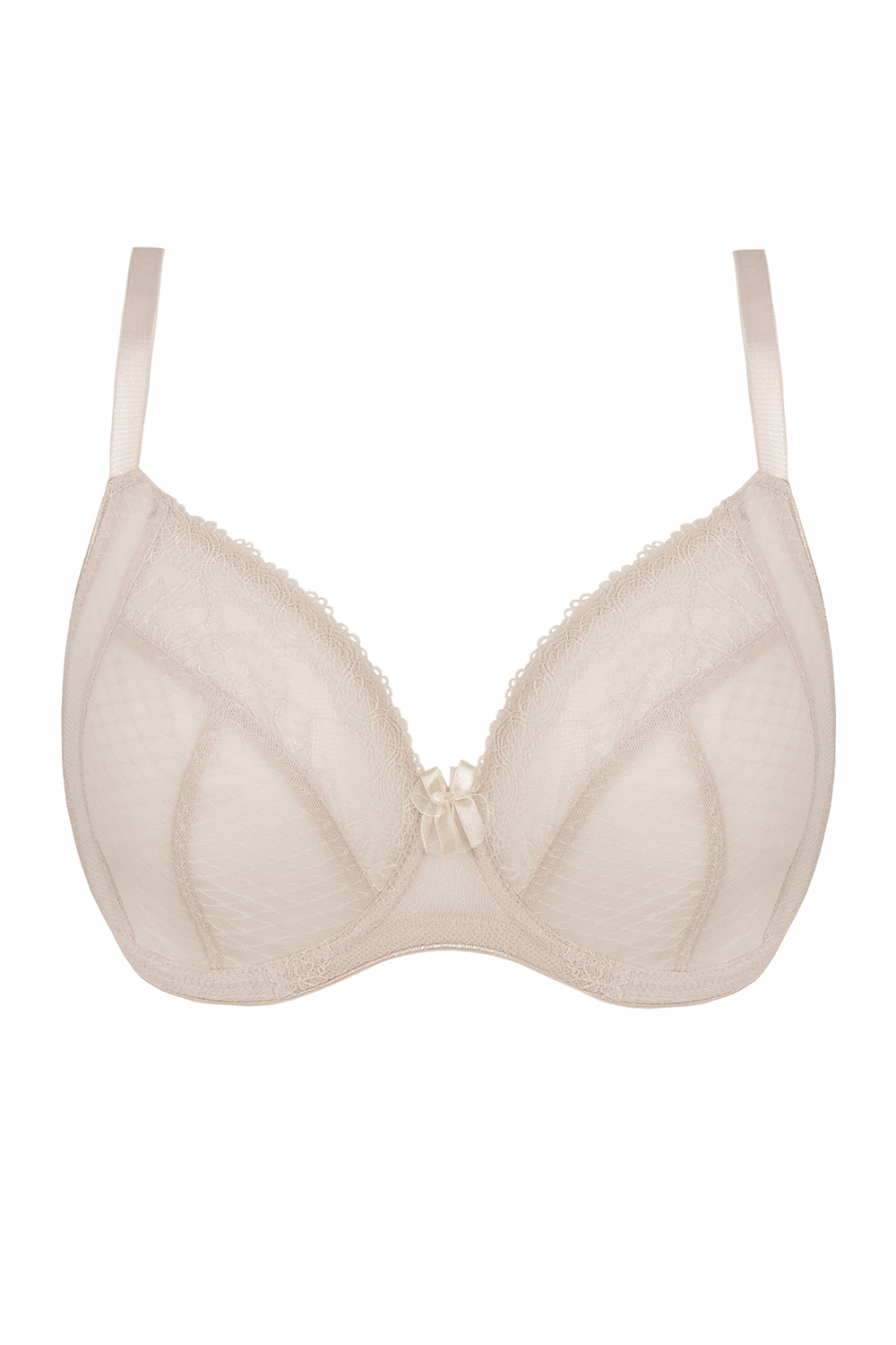 Vivisence Damen Buegel BH Mit Spitze Und Mesh Komfortabler Halt Angenehme Passform Und Feminines Dekollete, Beige