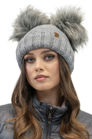 Vivisence Damen Bommelmütze Winter Zwei Bommel Wärmendem Garn Antistatischer 70106, hellgrau