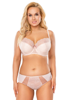 Vivisence Underwired Bra Lace Semi Padded Bra Half-Padded Cups Floral Lace Details Adjustable Straps Side Seam Boning Perfect for Elegant Gift, powder pink