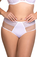 Vivisence Damen Slip Mit Klassischem Schnitt Eleganter Slip Zarte Spitze Weiches Beiges Netz Baumwollzwickel Und Elastische Kanten Für Höchsten Komfort, weiß