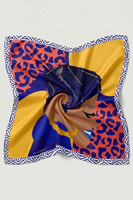 Vivisence Femme Foulard En Soie Carré Bords Roulottés Confort Et Style, jaune/bleu marine
