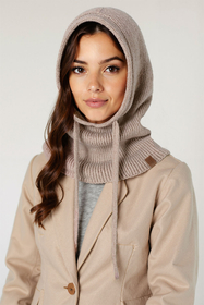 Vivisence Damen Kapuzenmütze Baumwolle Mit Kordelzug Wärmt Kopf Und Hals, Beige