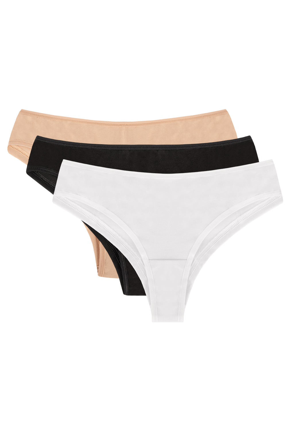 Vivisence Brazilian briefs in 3-pack  4018 3-pack, beige/black/white